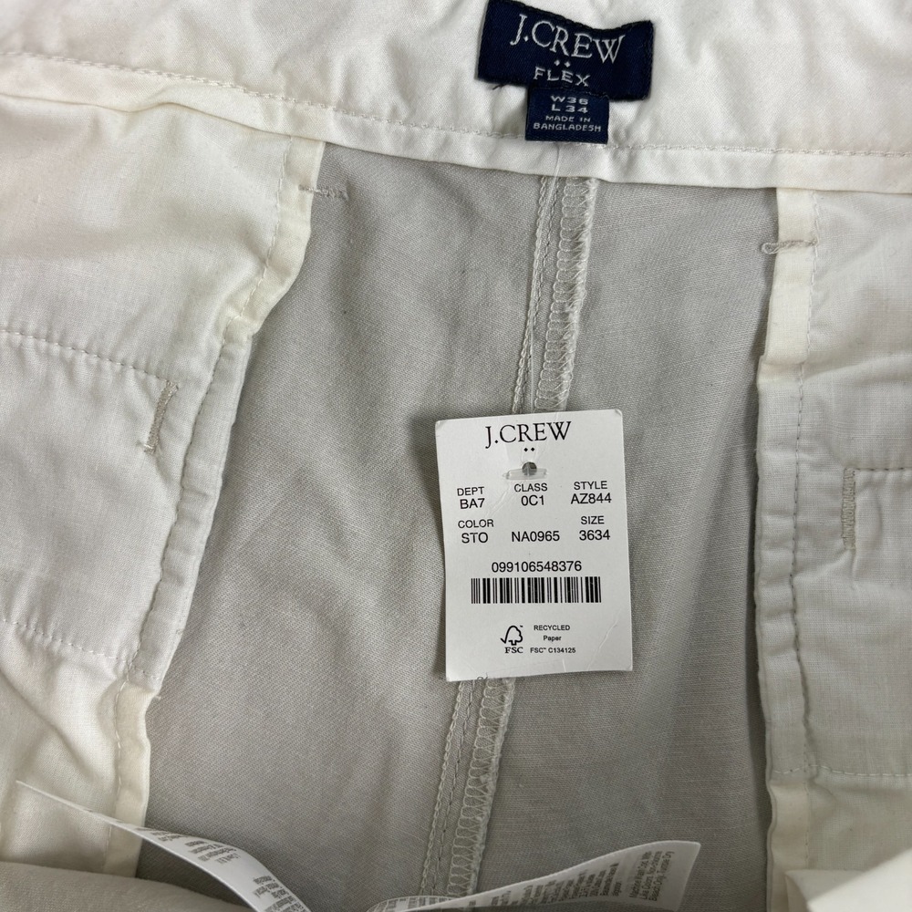 J Crew Pants Mens 36x34 (Fits 34x34) Beige Chino Athletic Slim Fit Preppy NEW - Picture 5 of 13